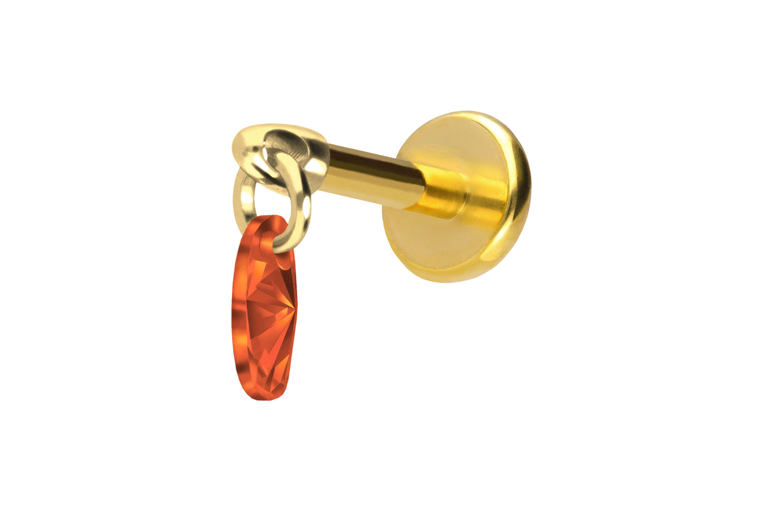 Titan Labret Piercing mit Push Fit KRISTALLOVAL